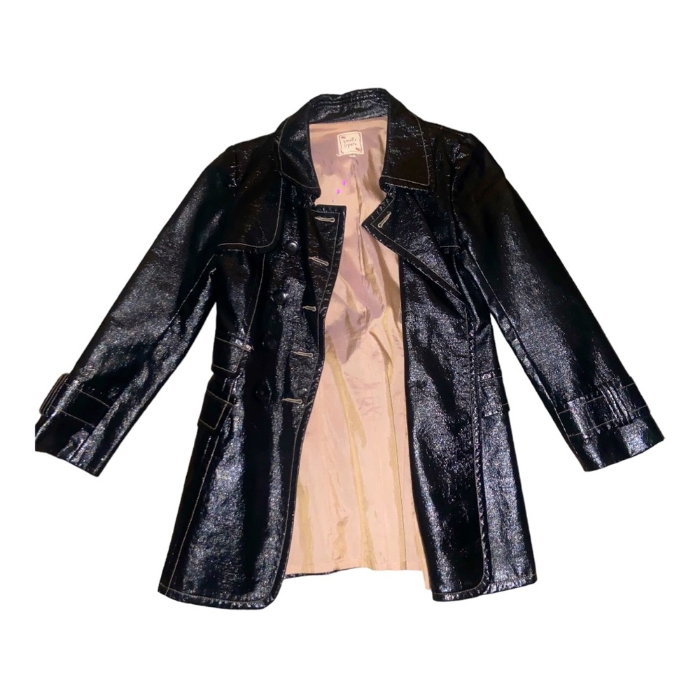 black glossy trench coat